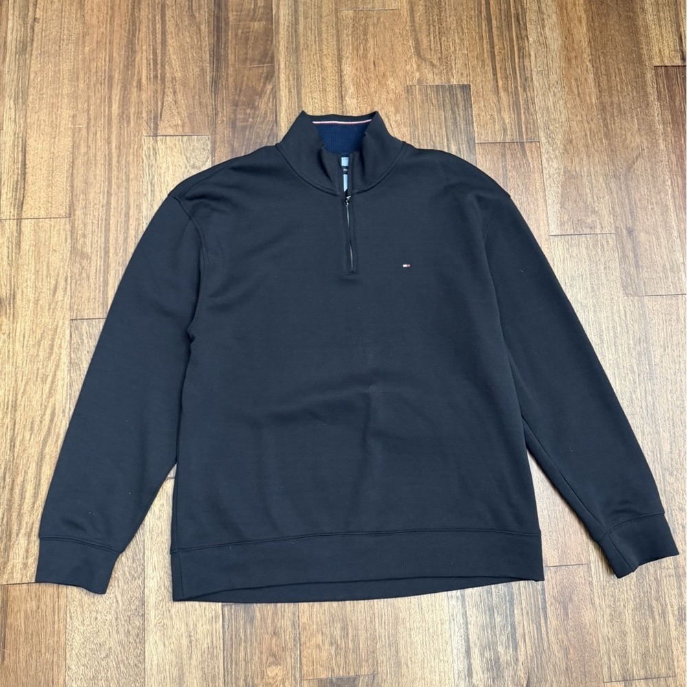 Tommy Hilfiger black quarter-zip Cotton sweatshirt Men's Size XXL